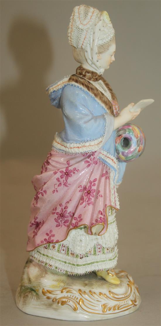 A Meissen figure of a lady, late 19th century, 20.5cm